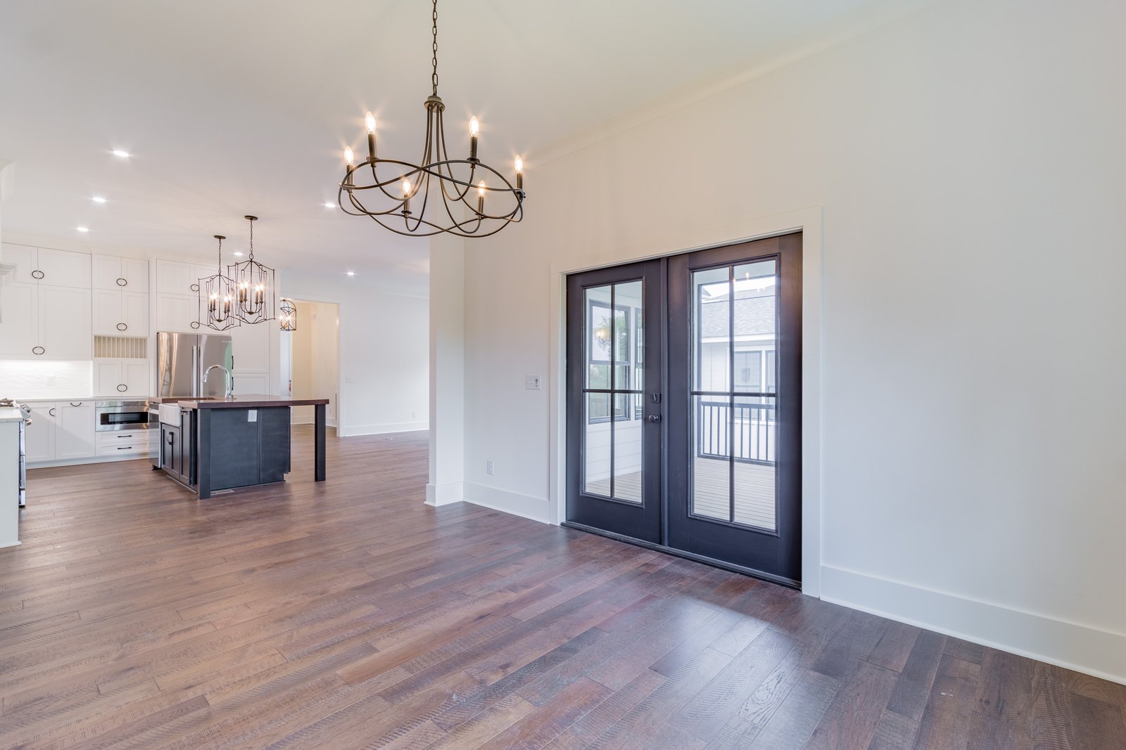Wheeler Hill, the living room and the doors to the porch